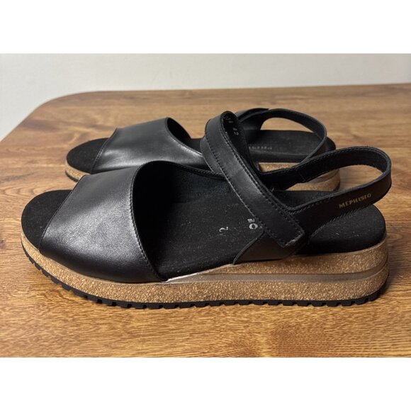 Mephisto Joy - Black Leather- Women’s Sandal Size EU 42 M US 12 Medium - Picture 1 of 8